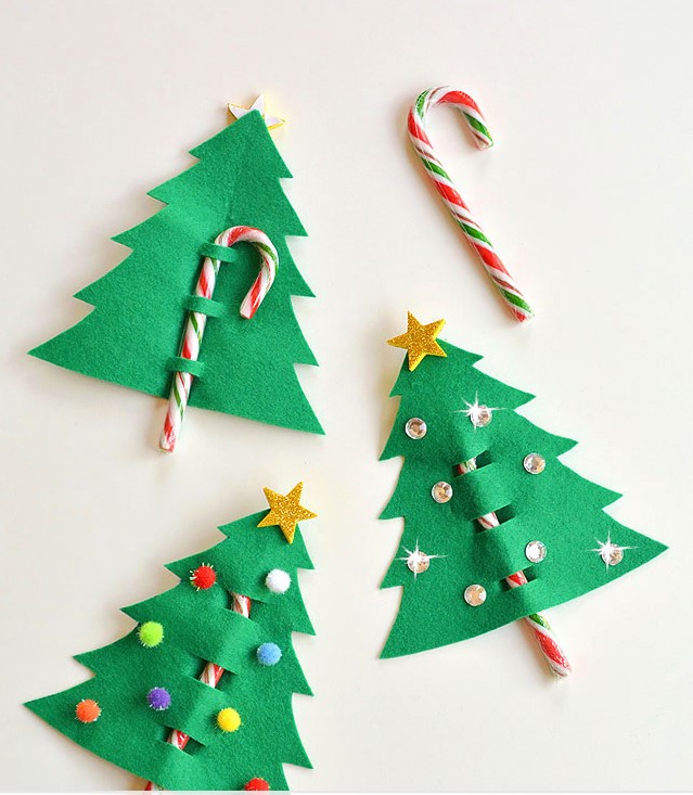 Candy cane and felt Christmas trees