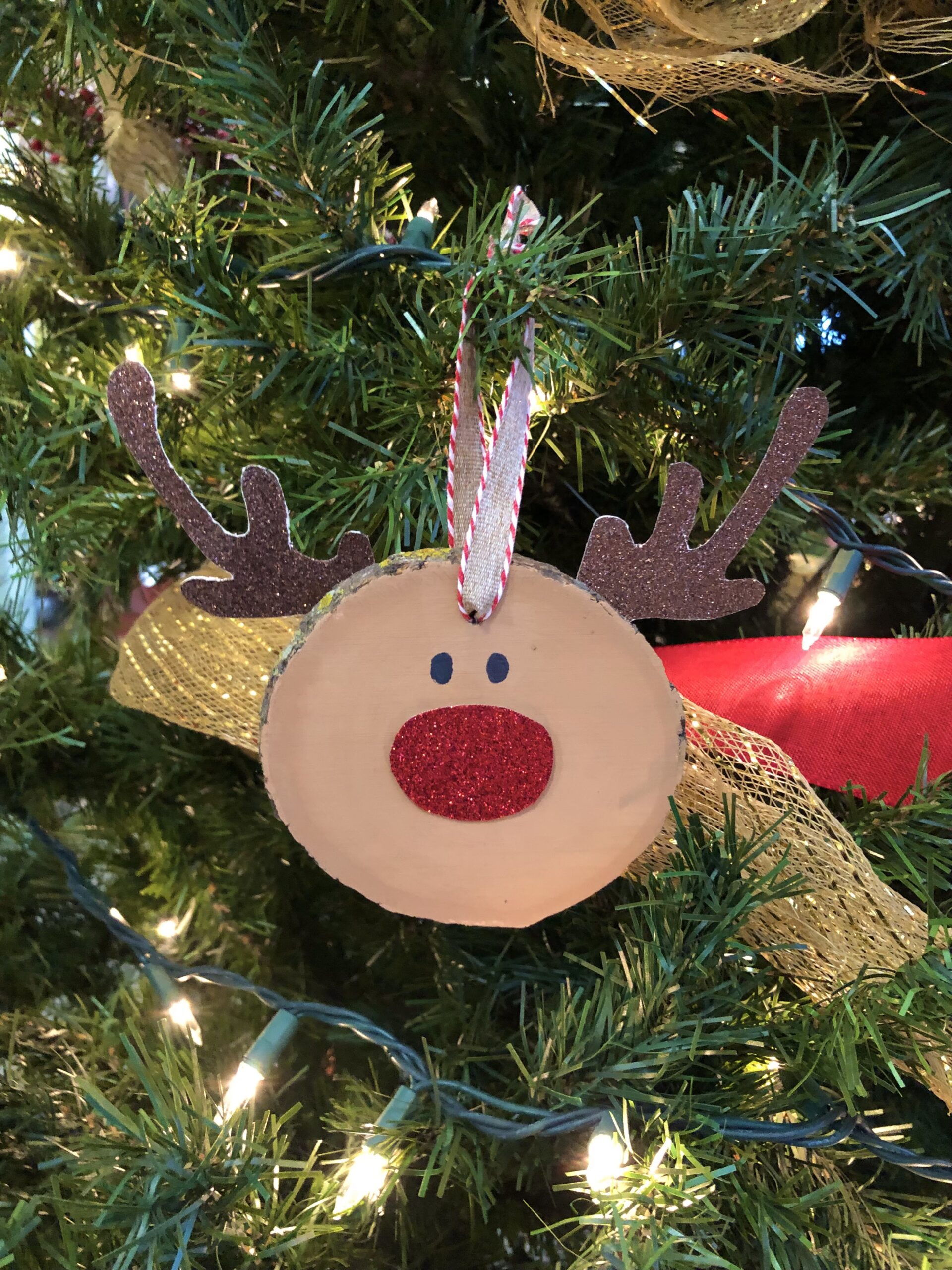 reindeer ornament on tree