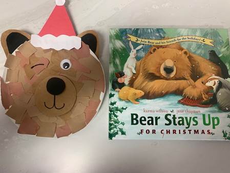picture of Bear Stays Up for Christmas book and associated bear plate children's craft